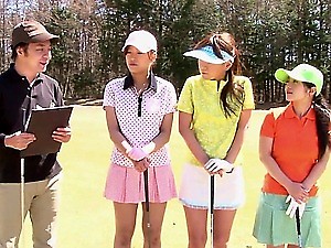 Cute Asian teen girls act out a entertainment be advisable for pack golf